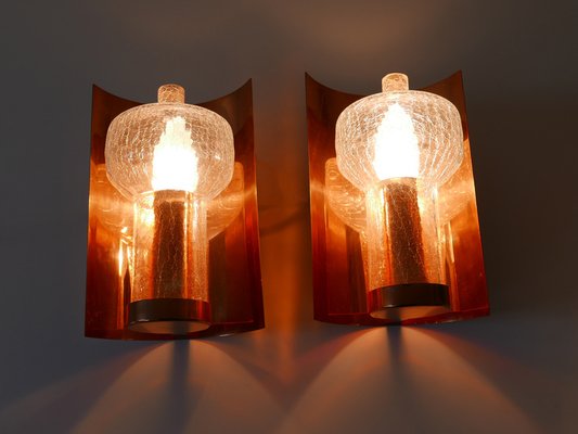 Mid-Century Modern Copper & Glass Sconces by Kaiser Leuchten, 1960s, Set of 2-WPT-1109363