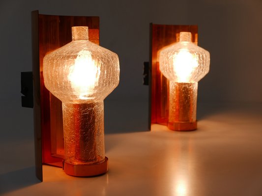 Mid-Century Modern Copper & Glass Sconces by Kaiser Leuchten, 1960s, Set of 2-WPT-1109363