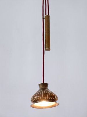 Mid-Century Modern Counterweight Brass Pendant Lamp, Germany, 1950s-WPT-1742347