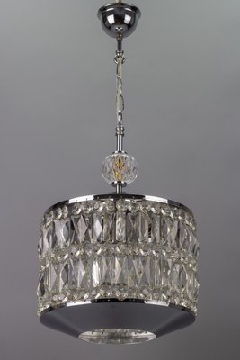 Mid-Century Modern Crystal Glass and Chrome Pendant Lamp-KEG-984507