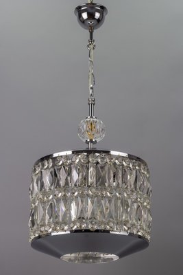 Mid-Century Modern Crystal Glass and Chrome Pendant Lamp-KEG-984507