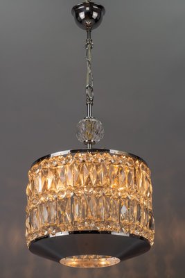 Mid-Century Modern Crystal Glass and Chrome Pendant Lamp-KEG-984507