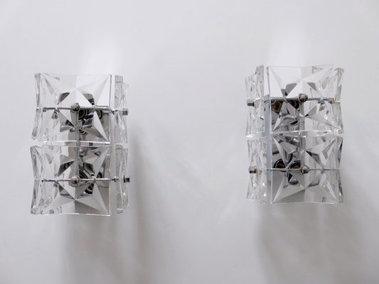 Mid-Century Modern Crystal Glass Sconces from Kinkeldey, 1960s, Set of 2-WPT-844808