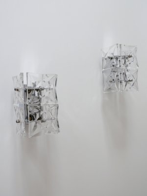 Mid-Century Modern Crystal Glass Sconces from Kinkeldey, 1960s, Set of 2-WPT-844808