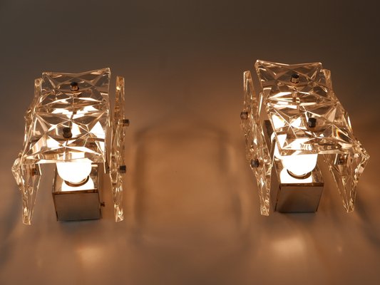 Mid-Century Modern Crystal Glass Sconces from Kinkeldey, 1960s, Set of 2-WPT-844808