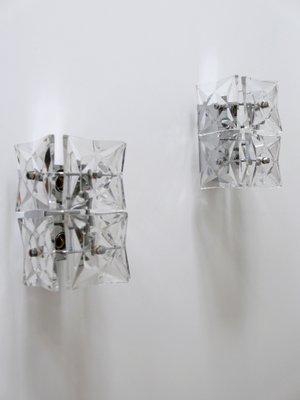 Mid-Century Modern Crystal Glass Sconces from Kinkeldey, 1960s, Set of 2-WPT-844808