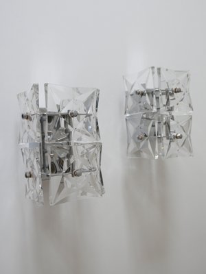 Mid-Century Modern Crystal Glass Sconces from Kinkeldey, 1960s, Set of 2-WPT-844808