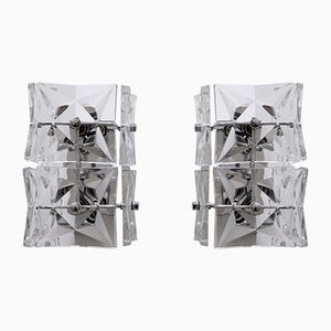 Mid-Century Modern Crystal Glass Sconces from Kinkeldey, 1960s, Set of 2-WPT-844808