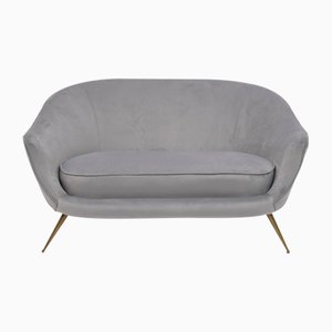 Mid-Century Modern Curved Velvet Sofa by Federico Munari, Italy, 1950s-FER-936257