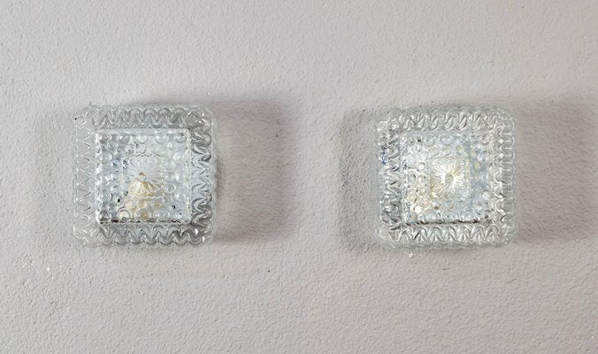 Mid-Century Modern Cut Glass Flush Mounts, Germany, 1960s, Set of 2-IJF-1752128