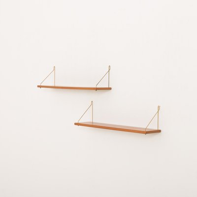 Mid-Century Modern Danish Floating Shelves in Teak, 1950s, Set of 2-UE-2017573