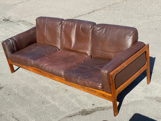 Mid-Century Modern Danish Living Room Set in Rosewood and Leather by Arne Wahl Iversen, 1970s, Set of 3-MXB-1256984