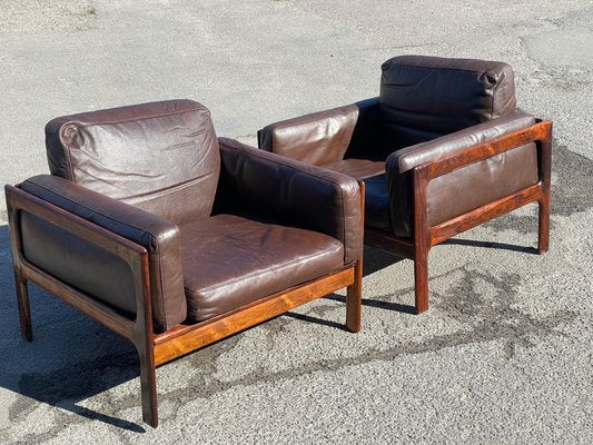 Mid-Century Modern Danish Living Room Set in Rosewood and Leather by Arne Wahl Iversen, 1970s, Set of 3-MXB-1256984