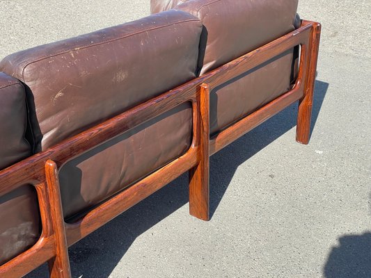 Mid-Century Modern Danish Living Room Set in Rosewood and Leather by Arne Wahl Iversen, 1970s, Set of 3-MXB-1256984