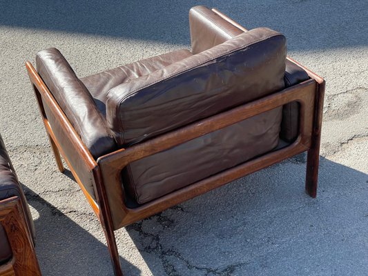 Mid-Century Modern Danish Living Room Set in Rosewood and Leather by Arne Wahl Iversen, 1970s, Set of 3-MXB-1256984