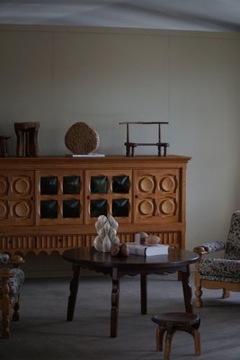 Mid-Century Modern Danish Round Sofa Table in Stained Oak by Henning Kjærnulf, 1960s-MXF-1761447