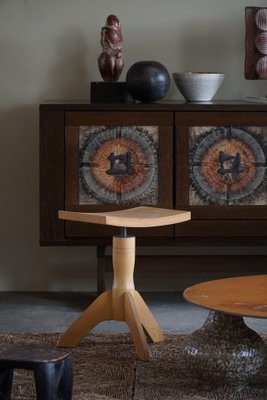 Mid-Century Modern Danish Swivel Tripod Stool in Elm, 1970s-MXF-1704415