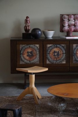 Mid-Century Modern Danish Swivel Tripod Stool in Elm, 1970s-MXF-1704415