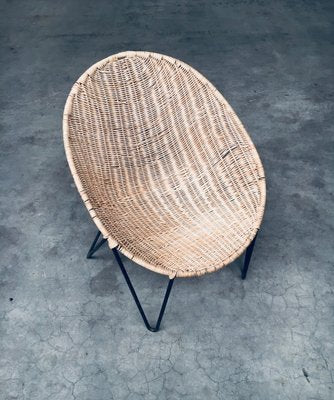 Mid-Century Modern Design Egg Basket Wicker Chairs, Italy, 1950s, Set of 3-RQV-1761661