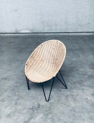 Mid-Century Modern Design Egg Basket Wicker Chairs, Italy, 1950s, Set of 3-RQV-1761661