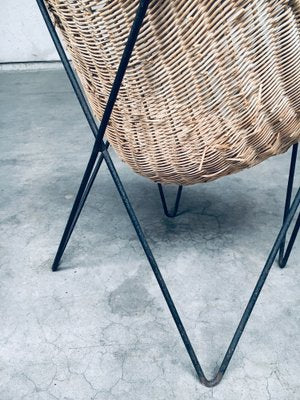 Mid-Century Modern Design Egg Basket Wicker Chairs, Italy, 1950s, Set of 3-RQV-1761661