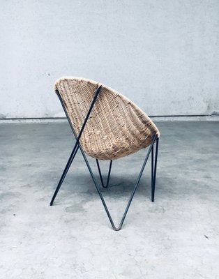 Mid-Century Modern Design Egg Basket Wicker Chairs, Italy, 1950s, Set of 3-RQV-1761661