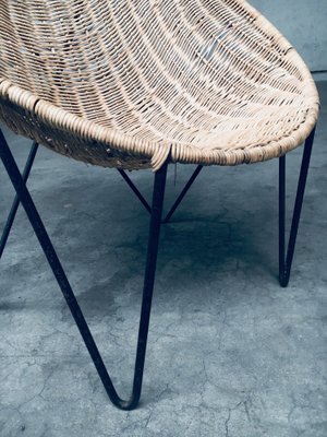 Mid-Century Modern Design Egg Basket Wicker Chairs, Italy, 1950s, Set of 3-RQV-1761661