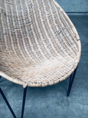 Mid-Century Modern Design Egg Basket Wicker Chairs, Italy, 1950s, Set of 3-RQV-1761661