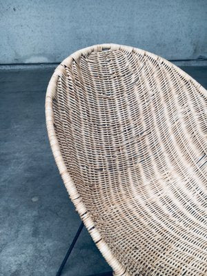 Mid-Century Modern Design Egg Basket Wicker Chairs, Italy, 1950s, Set of 3-RQV-1761661