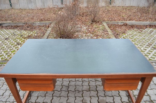 Mid-Century Modern Desk in Walnut with Green Leather Top, 1960-UF-1371039