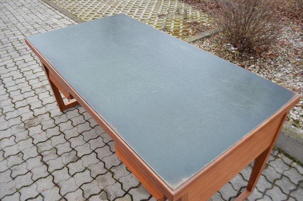 Mid-Century Modern Desk in Walnut with Green Leather Top, 1960-UF-1371039