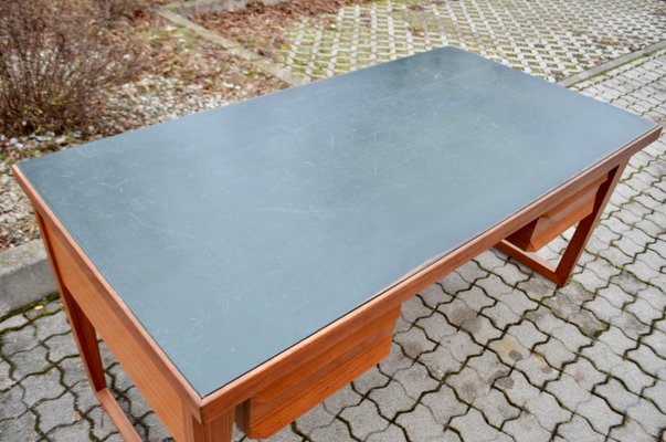 Mid-Century Modern Desk in Walnut with Green Leather Top, 1960-UF-1371039