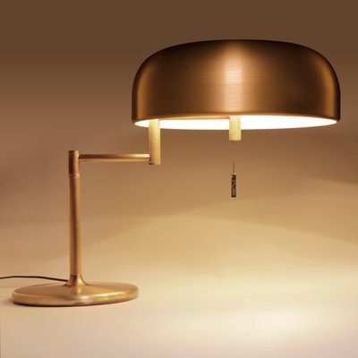 Mid-Century Modern Desk or Table Lamp in Burnished Brass from Swiss Lamps International, 1970s-QBR-996755