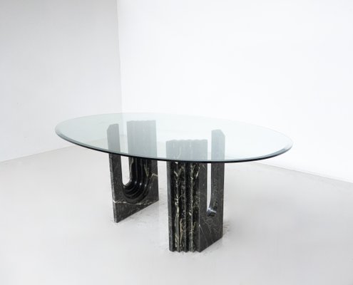 Mid-Century Modern Dining Table in Marble and Glass attributed to Carlo Scarpa, Italy, 1960s-FGA-1824067