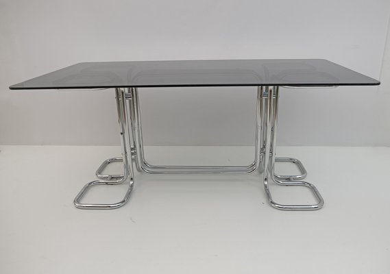 Mid-Century Modern Dining Table in Smoked Glass by Giotto Stoppino, Italy, 1970s-FER-1283261