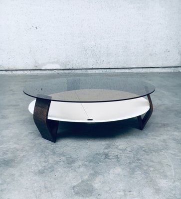 Mid-Century Modern Dutch Wenge & Smoke Glass Coffee Table, Netherlands, 1960s-RQV-2036276