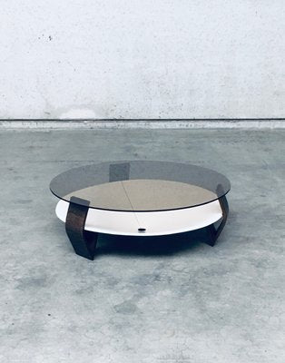 Mid-Century Modern Dutch Wenge & Smoke Glass Coffee Table, Netherlands, 1960s-RQV-2036276