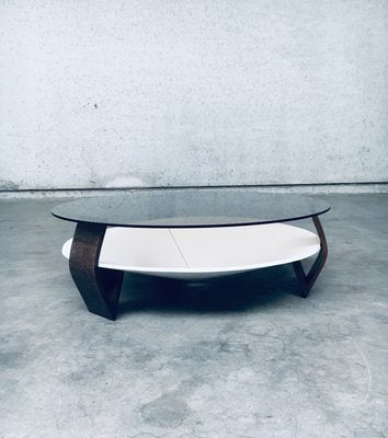 Mid-Century Modern Dutch Wenge & Smoke Glass Coffee Table, Netherlands, 1960s-RQV-2036276