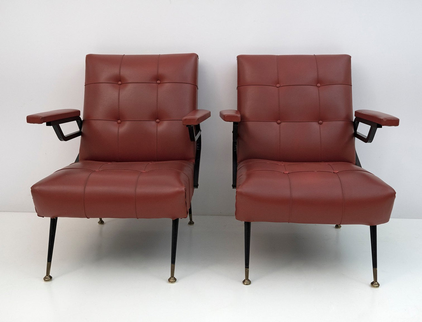 Mid-Century Modern Ecopelle Armchairs, Italy, 1960s, Set of 2