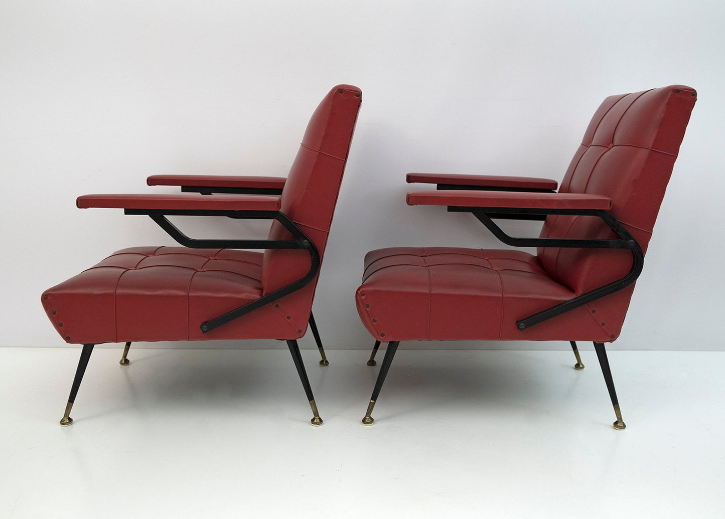 Mid-Century Modern Ecopelle Armchairs, Italy, 1960s, Set of 2