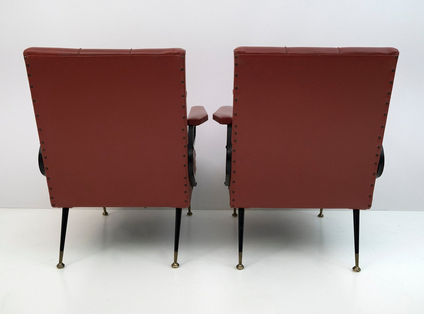 Mid-Century Modern Ecopelle Armchairs, Italy, 1960s, Set of 2