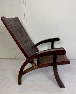 Mid-Century Modern Ecuadorian Wood and Leather Folding Chair by Angel Pazmino for Furniture Style-WZZ-828681