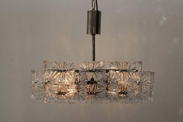 Mid-Century Modern Etched Glass Chandelier by Kinkeldey-SPD-974627