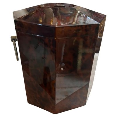 Mid-Century Modern Faux Tortoiseshell Acrylic and Brass Ice Bucket, 1970s-NMK-2036012