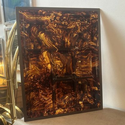 Mid-Century Modern Faux Tortoiseshell Acrylic Glass and Brass Tray, 1970s-NMK-1811559