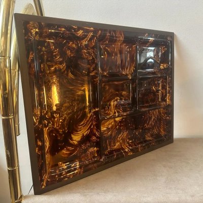 Mid-Century Modern Faux Tortoiseshell Acrylic Glass and Brass Tray, 1970s-NMK-1811559