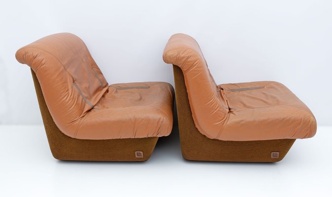 Mid-Century Modern Fiberglass Frame Leather Armchairs from Lev & Lev, 1970, Set of 2-FER-1767431