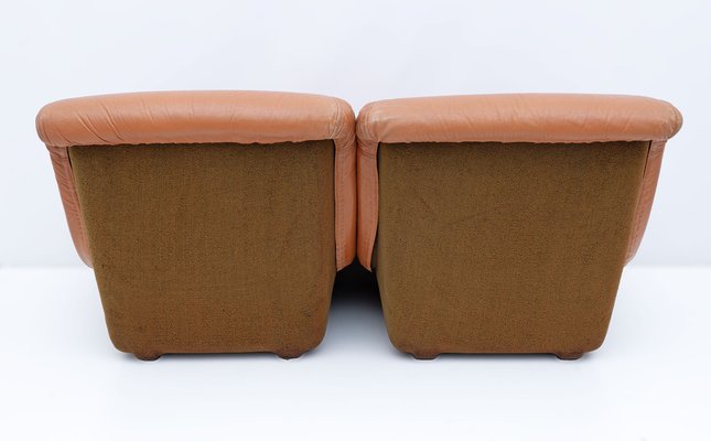 Mid-Century Modern Fiberglass Frame Leather Armchairs from Lev & Lev, 1970, Set of 2-FER-1767431