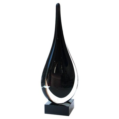 Mid-Century Modern Flavio Poli Style Black Murano Glass Sculpture, Italy, 1970-UZ-1291451