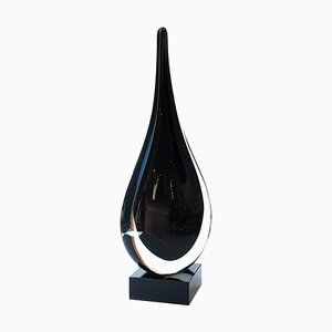 Mid-Century Modern Flavio Poli Style Black Murano Glass Sculpture, Italy, 1970-UZ-1291451